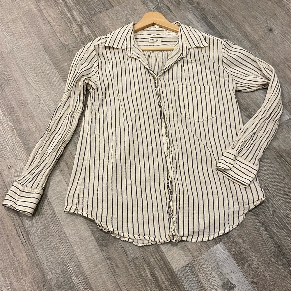 Rails Striped Button-Down Shirt in Cream and Black